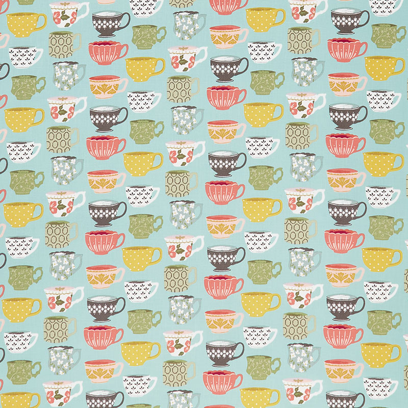 Tea with Bea - Tea Cups Time Sky Yardage