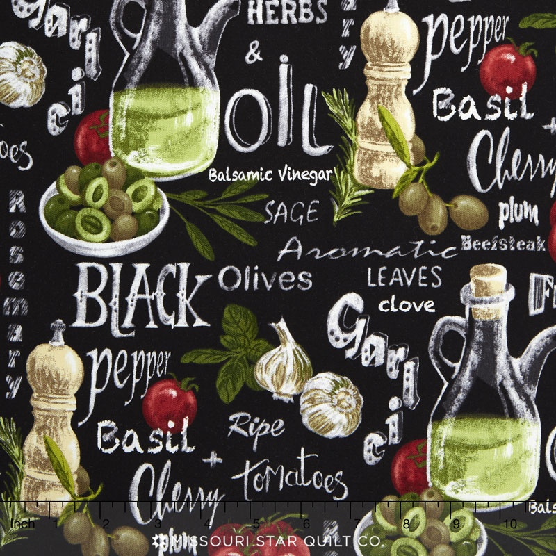 Farmer John's Garden Party - Vegetable Mix Black Yardage