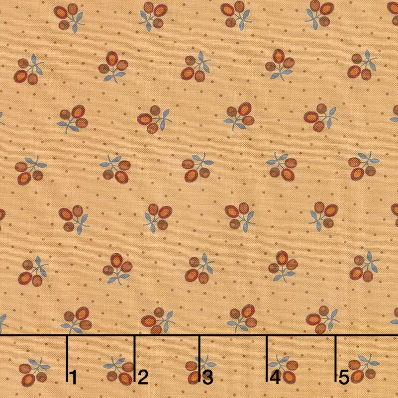 Lancaster - Tri-Flower Soft Gold Yardage