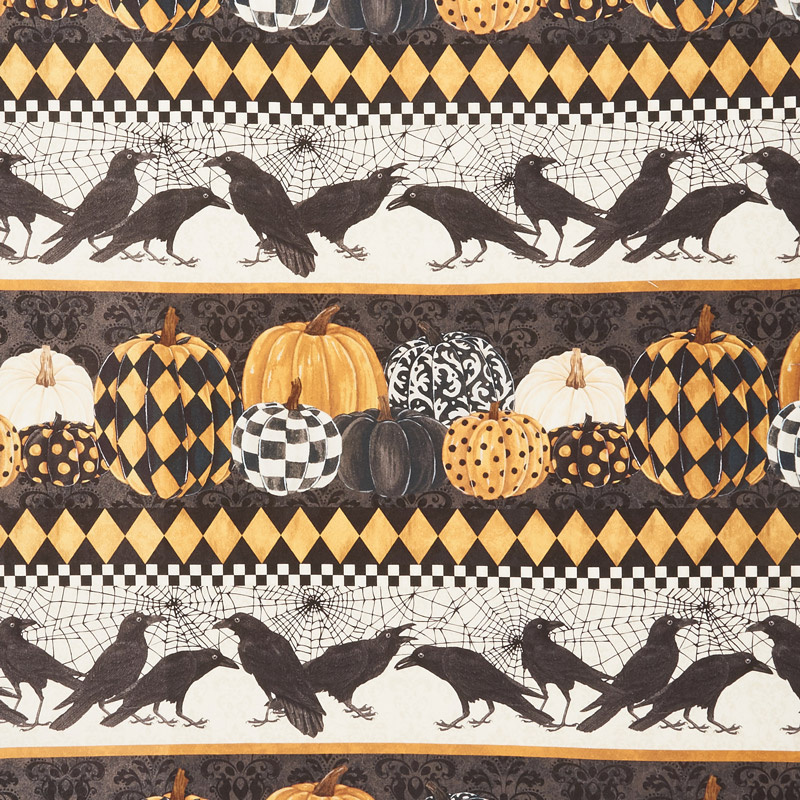 Raven's Claw - Horizontal Birds and Prints Black Digitally Printed Yardage