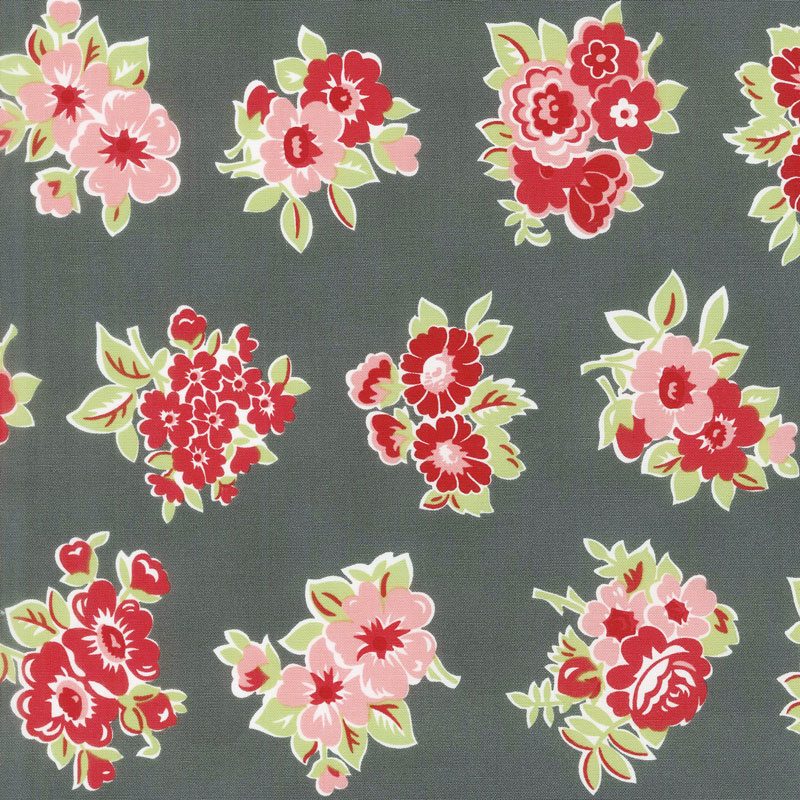 Little Snippets - Marmalade Floral Charcoal Yardage