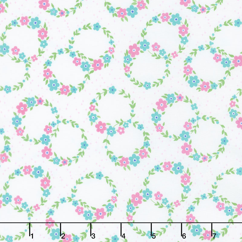 Flower Sacks - Double Wreaths White Green Yardage