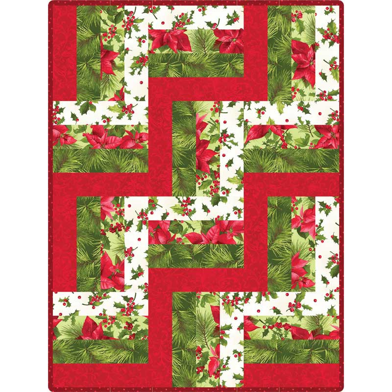 Poinsettia & Pine Rail Fence Quilt POD™ Kit