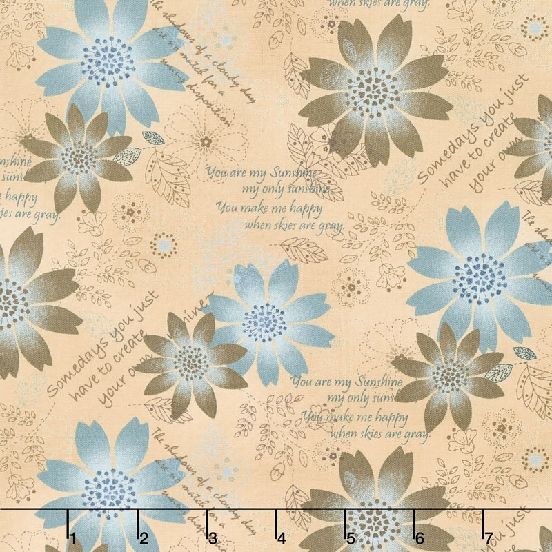 Shadows and Sunshine - Flower Collage Yellow Yardage