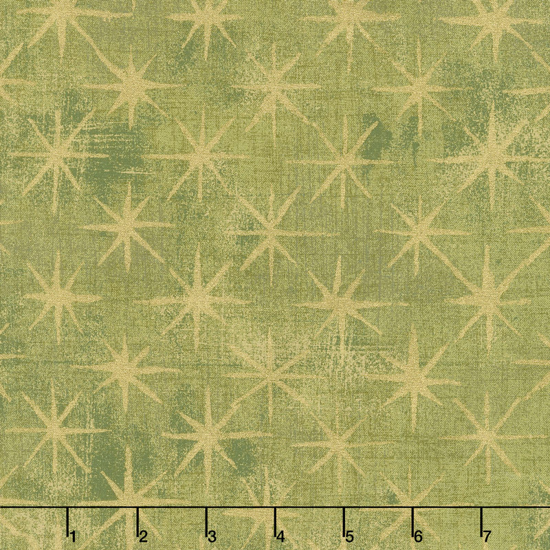 Grunge Seeing Stars - Vert Metallic Yardage
