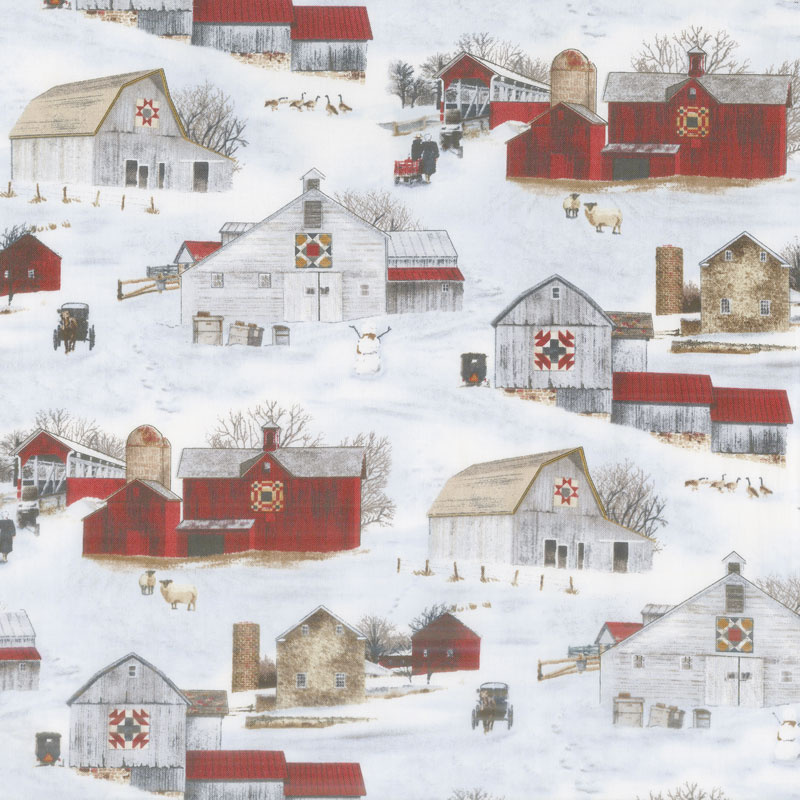 Country - Headin' Home Winter Barn Scenic Snow Yardage