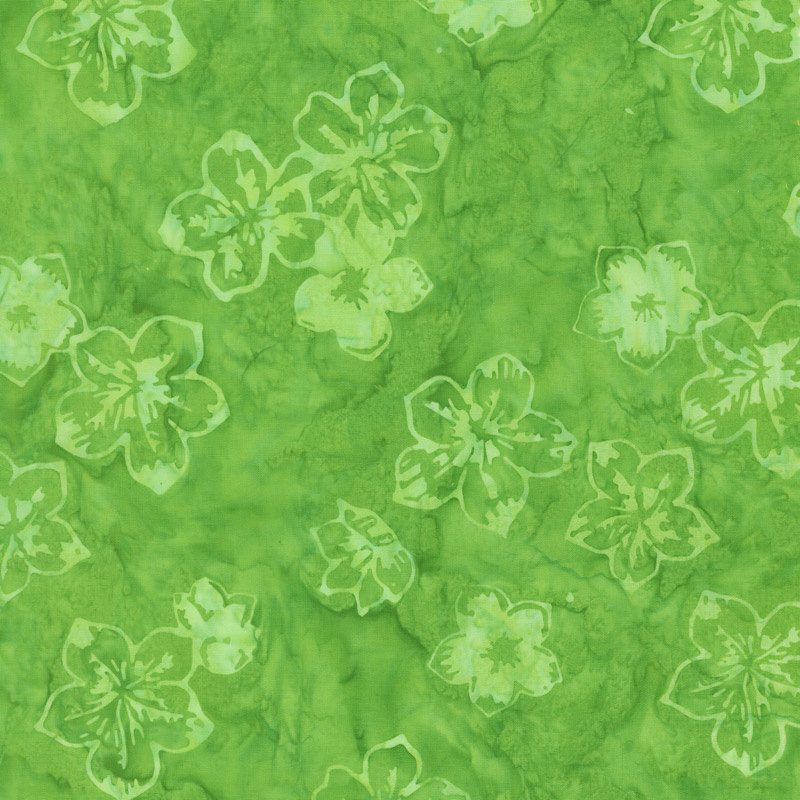 Tonga Batiks - Vivid Hibiscus Green Yardage