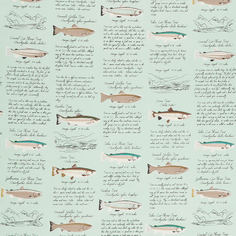 Gone Camping - Trout Paper Aqua Yardage