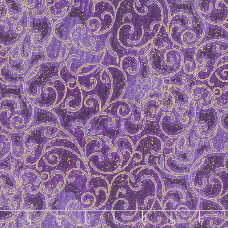 Grand Illusion - Scroll Purple Metallic Yardage