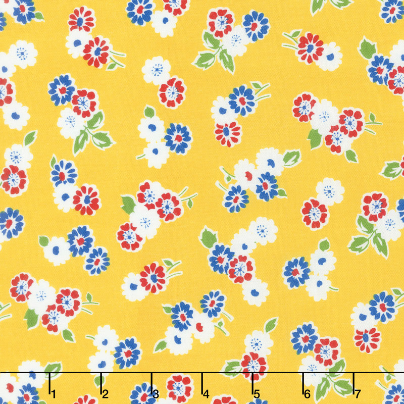 Sugar Sack - Tossed Floral Yellow Yardage