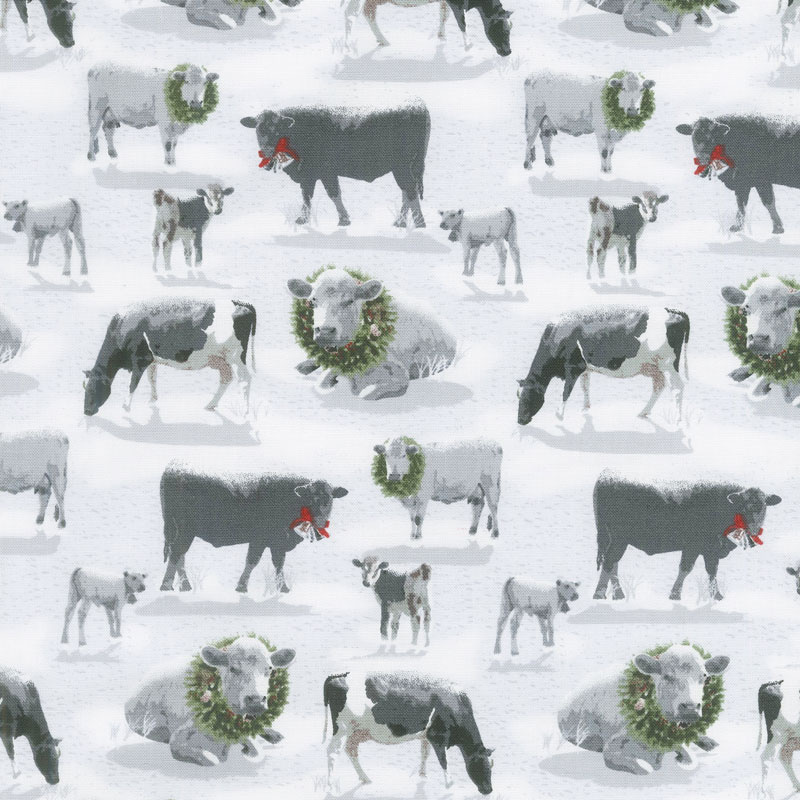 Holiday Homestead - Farm Animals Gray Yardage