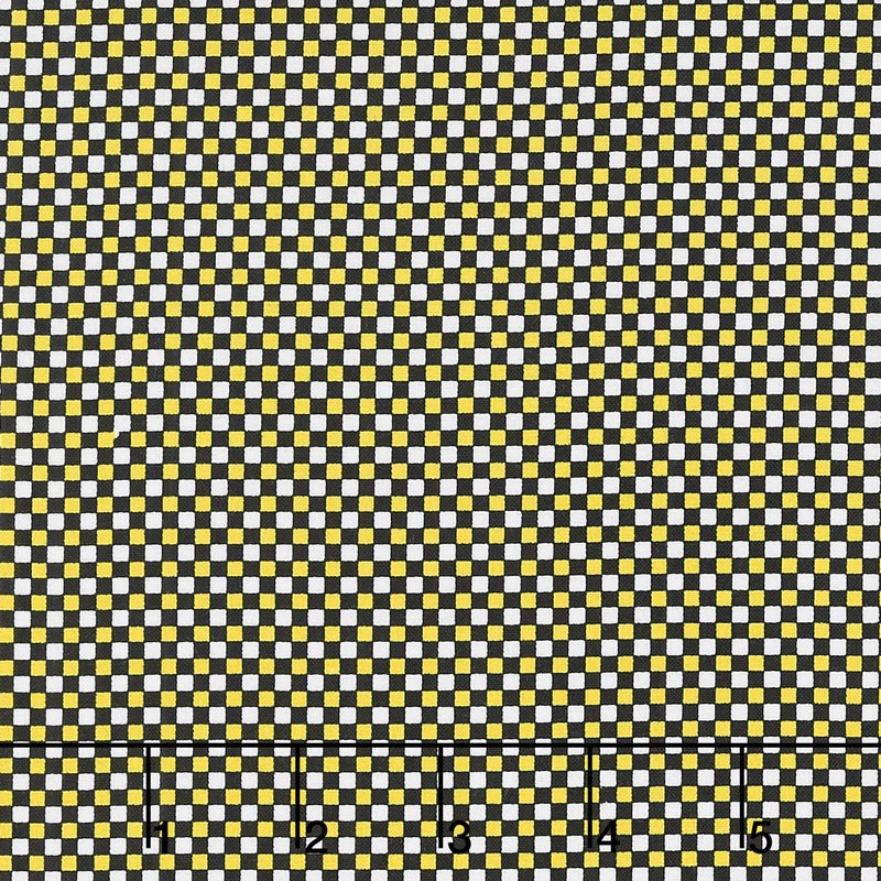 Bumble Bumble - Bizzy Check White/Black/Yellow Yardage