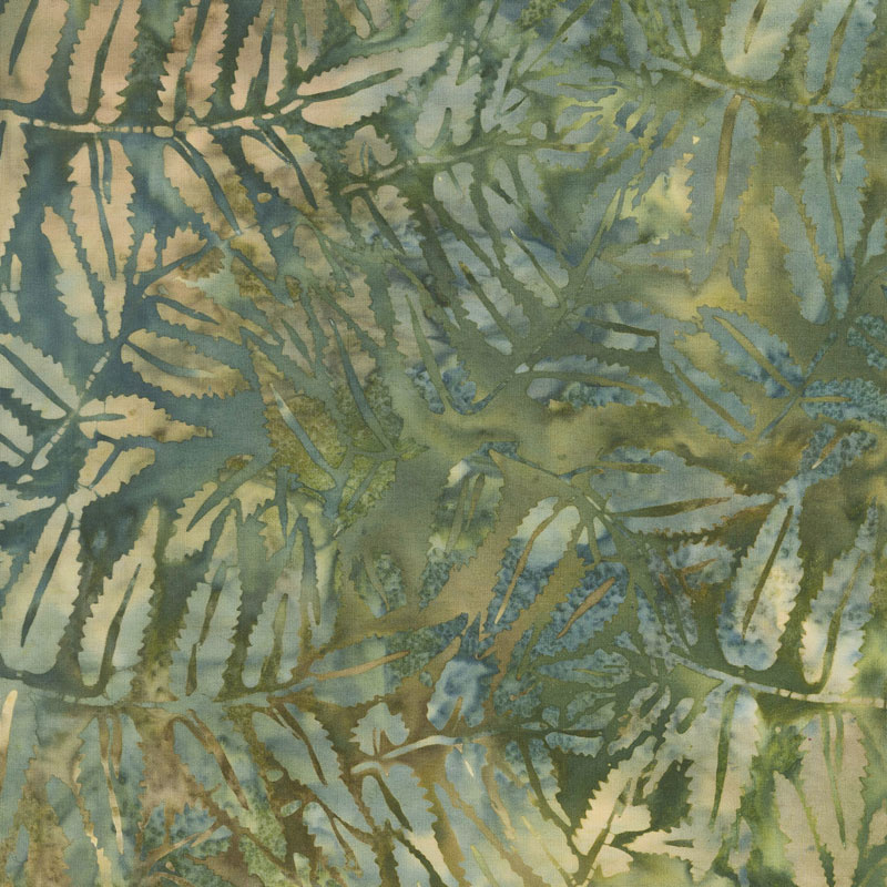 Sand Bar Batiks - Fern Leaves Jungle Water Yardage