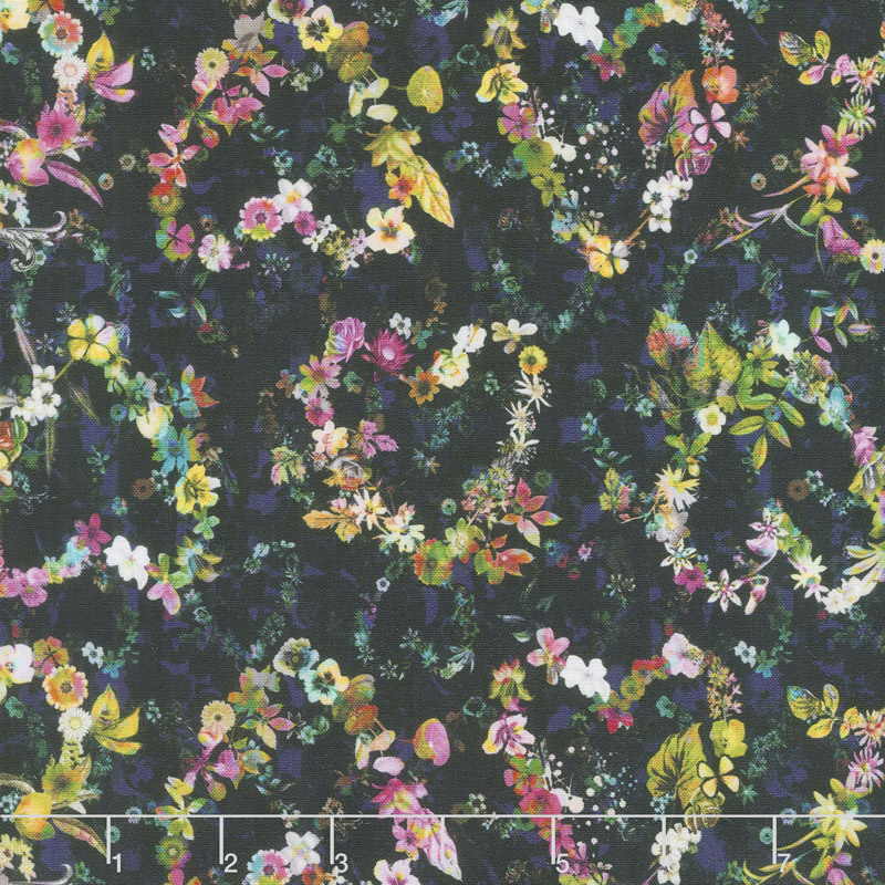 Fleur Couture - Everyday Romance Dark Wash Digitally Printed Yardage
