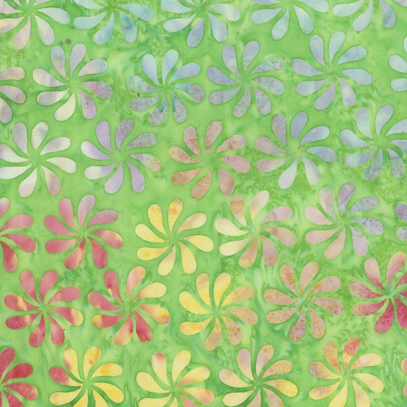 Petal Pushers Batiks - Propeller Green Apple Yardage