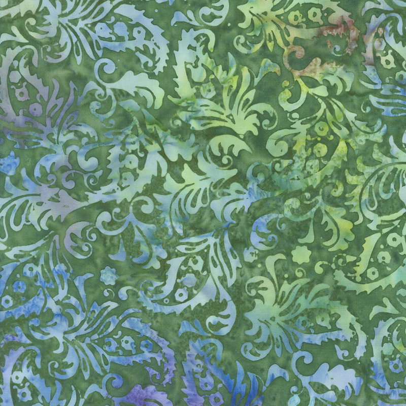 Fairy Slipper Batiks - Paisley Floral Pine Needle Yardage