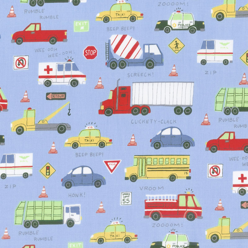 Keep On Truck'n - Toss Trucks Blue Yardage