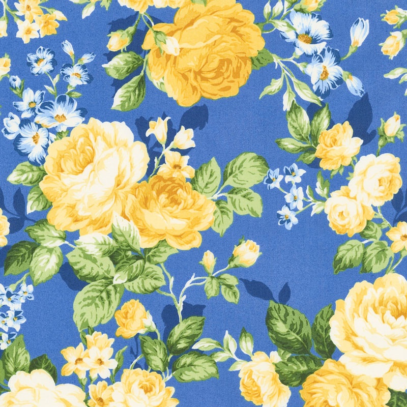 Victoria Gardens - Peace Rose Royal Yardage