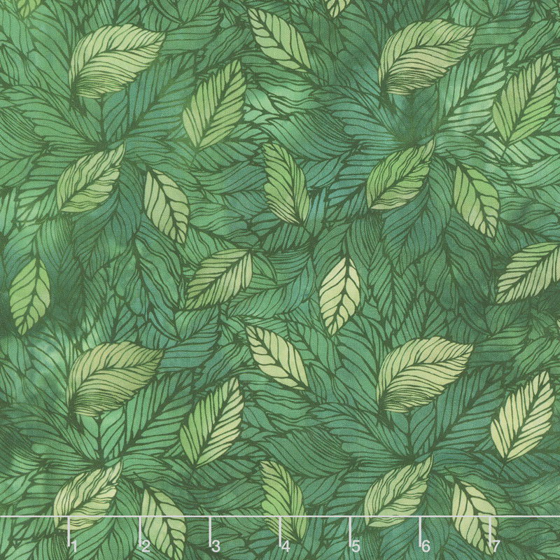 Seasons - Leaves Green Digitally Printed Yardage