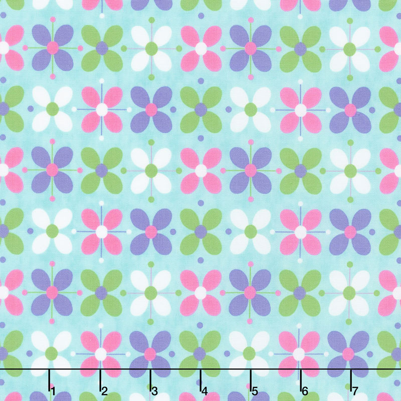 Flower Sacks - Flower Power Turquoise Yardage