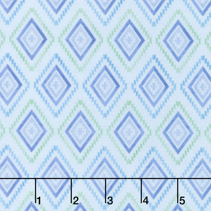 Humming Along - Diamond Geometric Blue Yardage