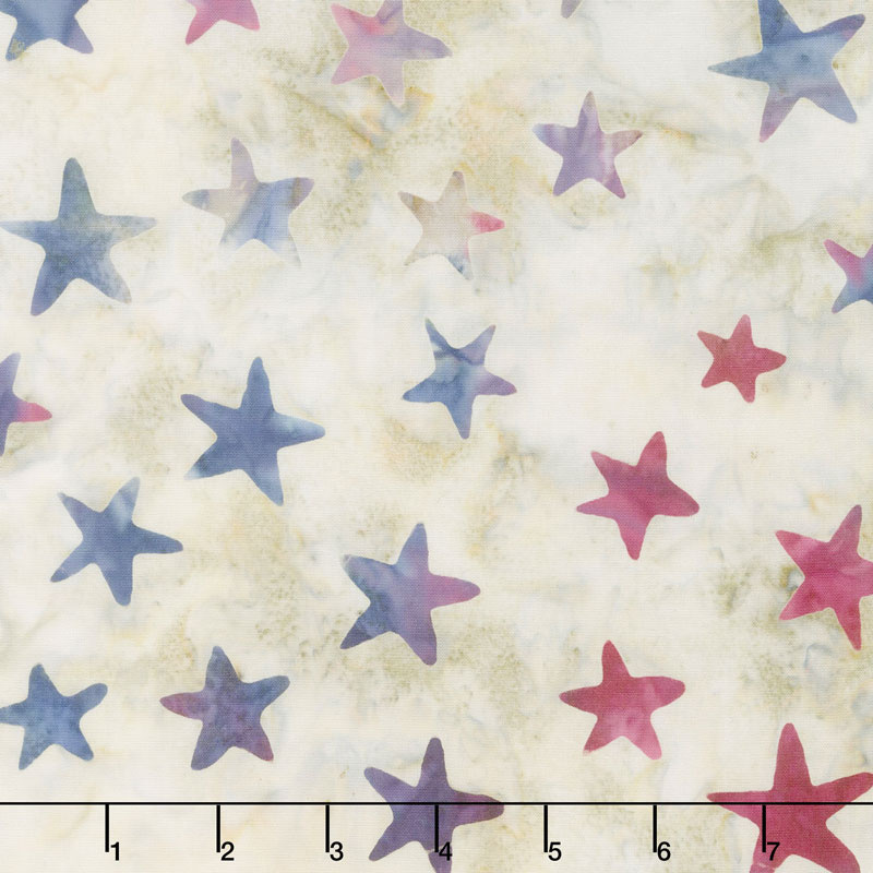 Tonga Batiks - Patriot Blue & Red Stars Yardage