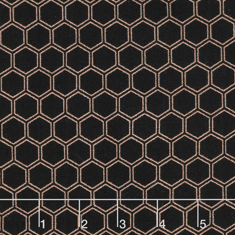 Bliss - Honeycomb Black with Rose Gold Sparkle Yardage
