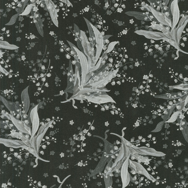 Greenery - Tonal Lily Black Yardage