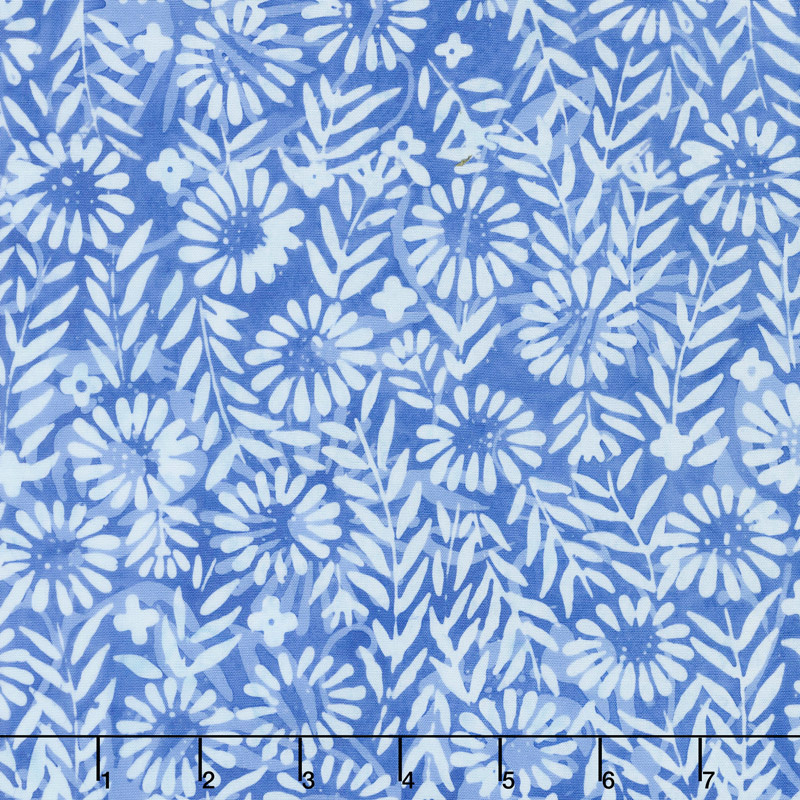 French Blue Batiks - Flower Field Sky Yardage