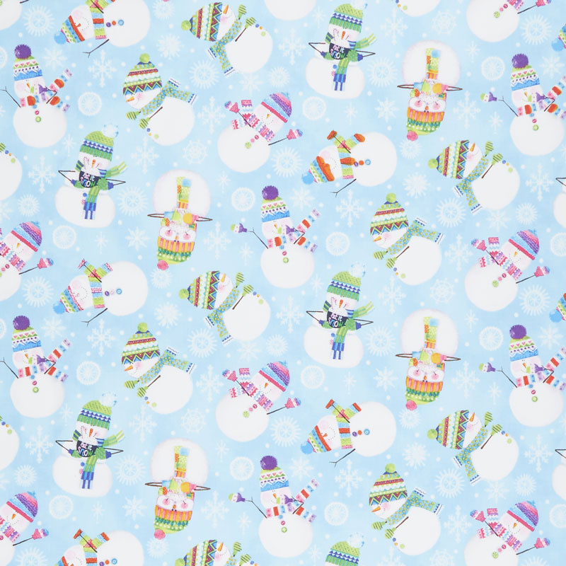 By Golly Get Jolly! - Snowman Toss Light Blue Yardage