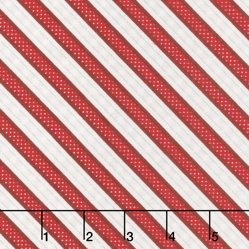Snowy Wishes - Ticking Stripe Red Yardage