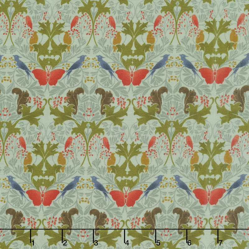 Voysey - Birds & Squirrels 1909 Seafoam Yardage