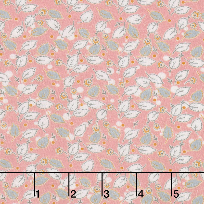 Floral Hues - Leaves Pink Cotton Lawn Yardage