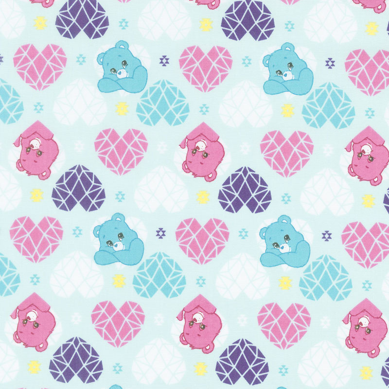 Care Bears - Sparkle & Shine Hearts in Blue Yardage