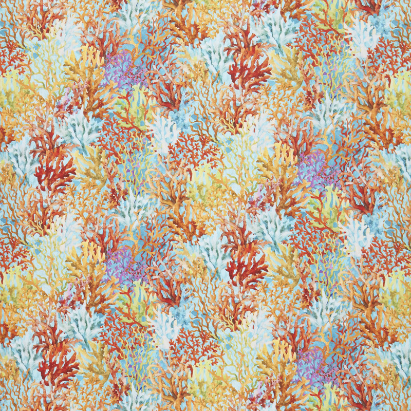 Calypso - Coral Teal Digitally Printed Yardage