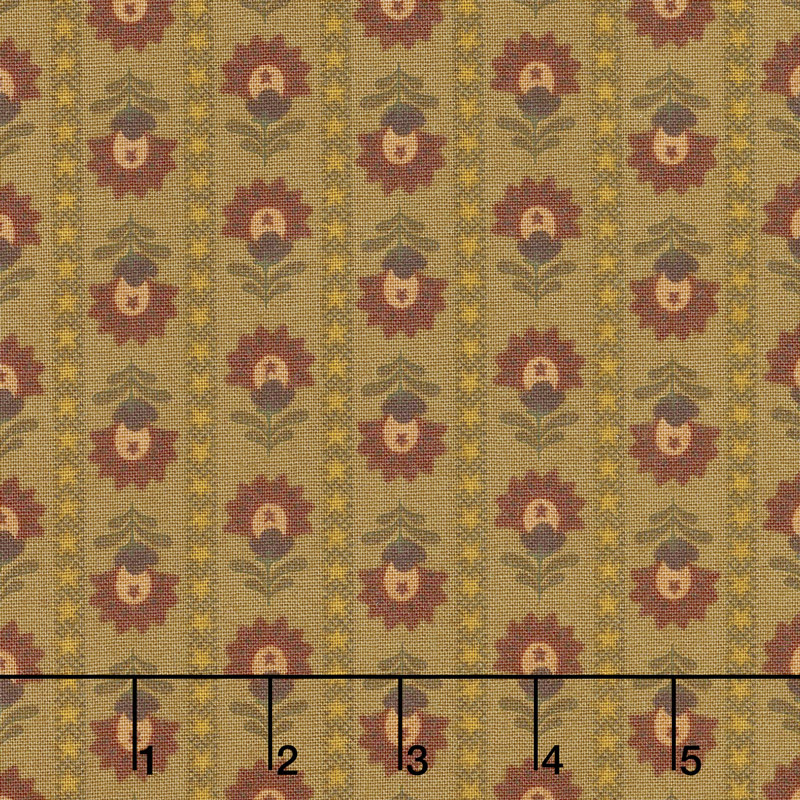 Wit & Wisdom - Folk Art Stripe Chestnut Yardage