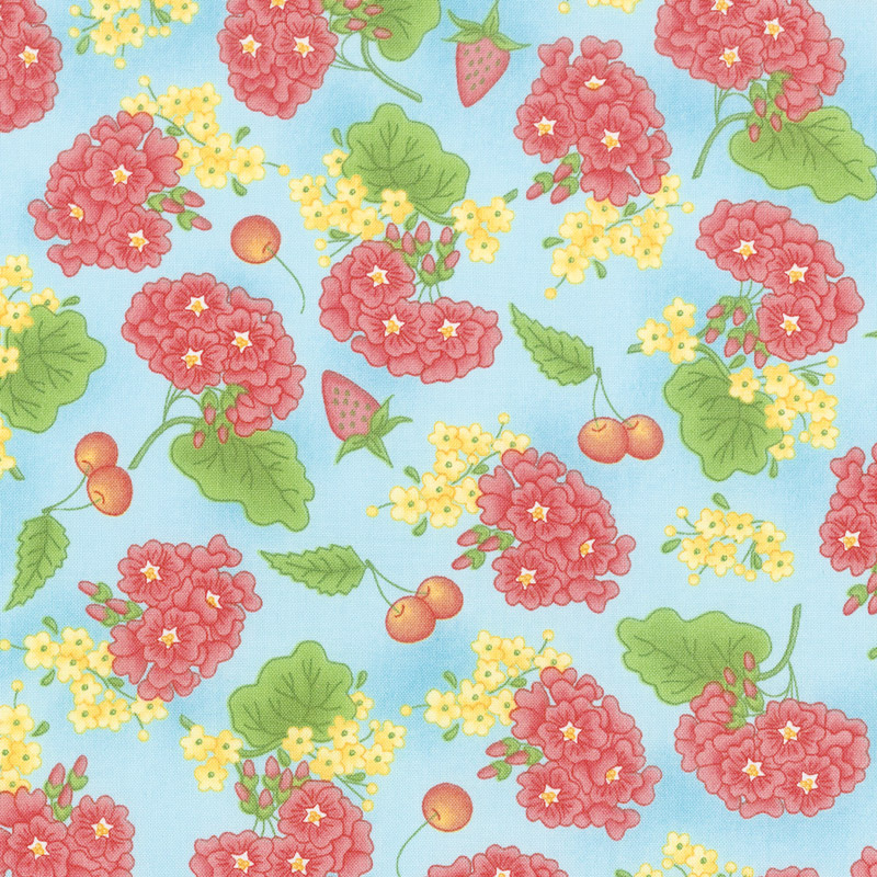Back Porch Celebration - Grandma's Garden Blue Yardage