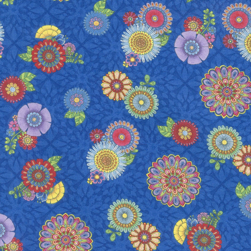 Safari, So Goodie - Tossed Flowers Blue Yardage