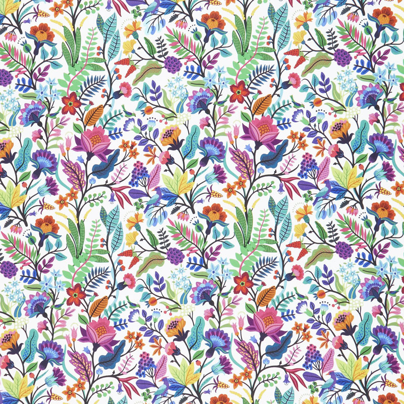 Teapot Sampler Collection - Bright Florals on White Yardage