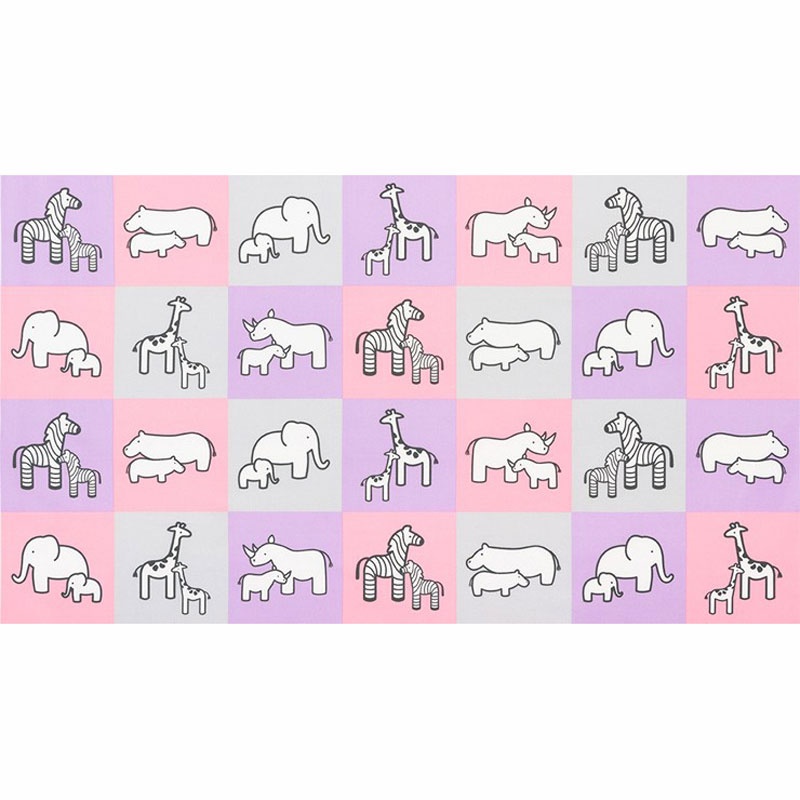 Little Safari - Pink Colorstory Safari Animal Pink Flannel Panel