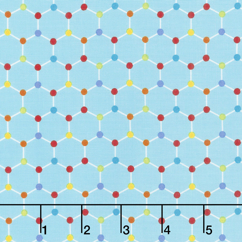 Big Bang - Molecule Grid Turquoise Multi Yardage