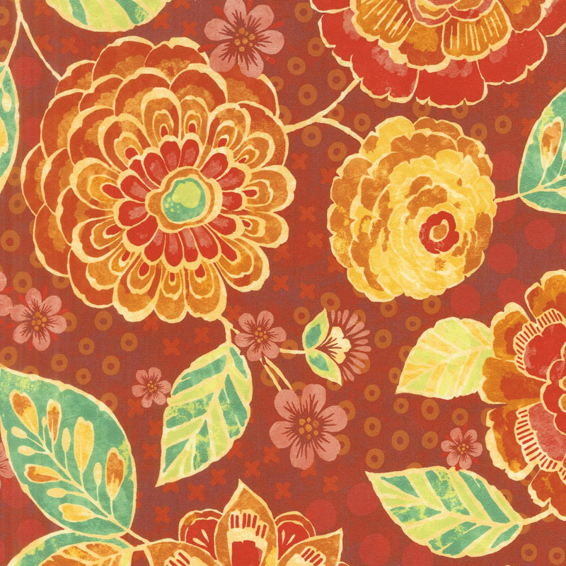 X's and O's - Floral Island Sunset Digitally Printed Yardage