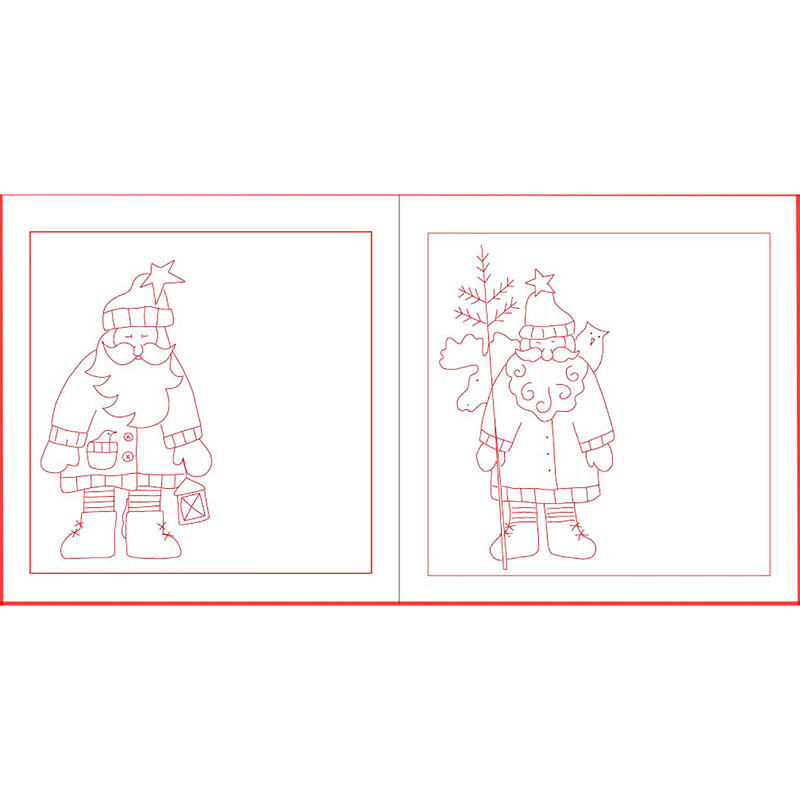 Santa Redwork Embroidery Quilt Labels Kit