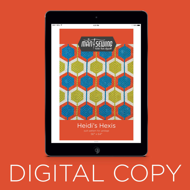Digital Download - Man Sewing Heidi's Hexis Quilt Pattern