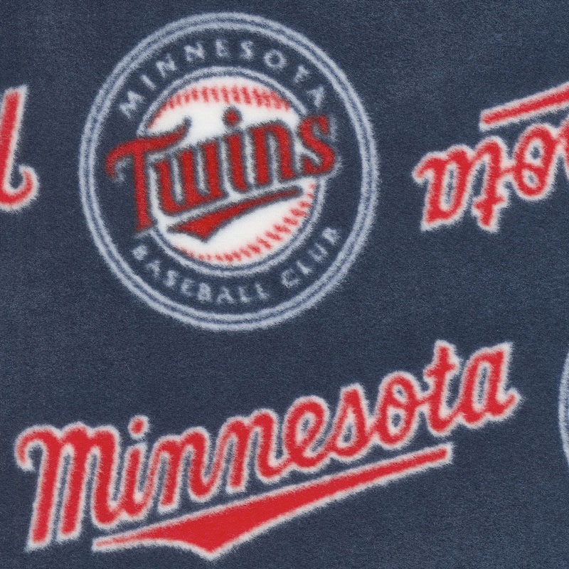 MLB Fleece - Minnesota Twins Navy/Red Yardage