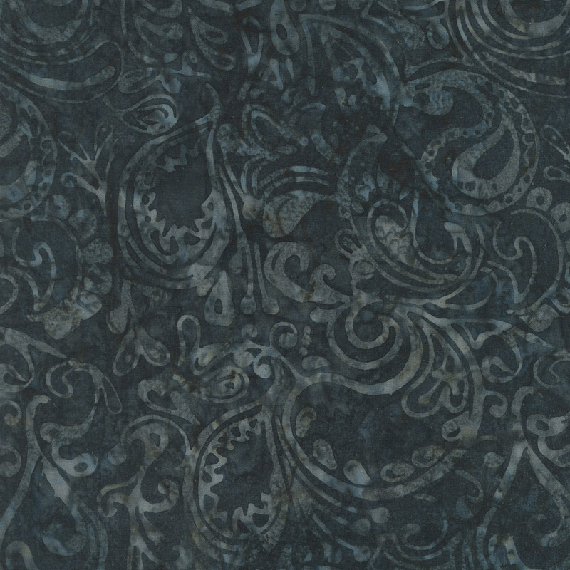 Tonga Batiks - Graphite Paisley Carbon Yardage