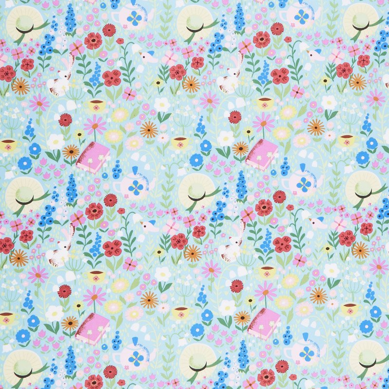 Kindred Spirits: Anne of Green Gables - Main Floral Aqua Yardage