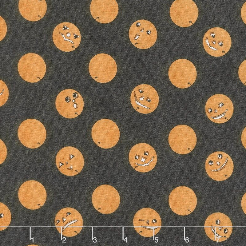 Costume Maker's Ball - Jack-O-Lantern Balloons Black Yardage