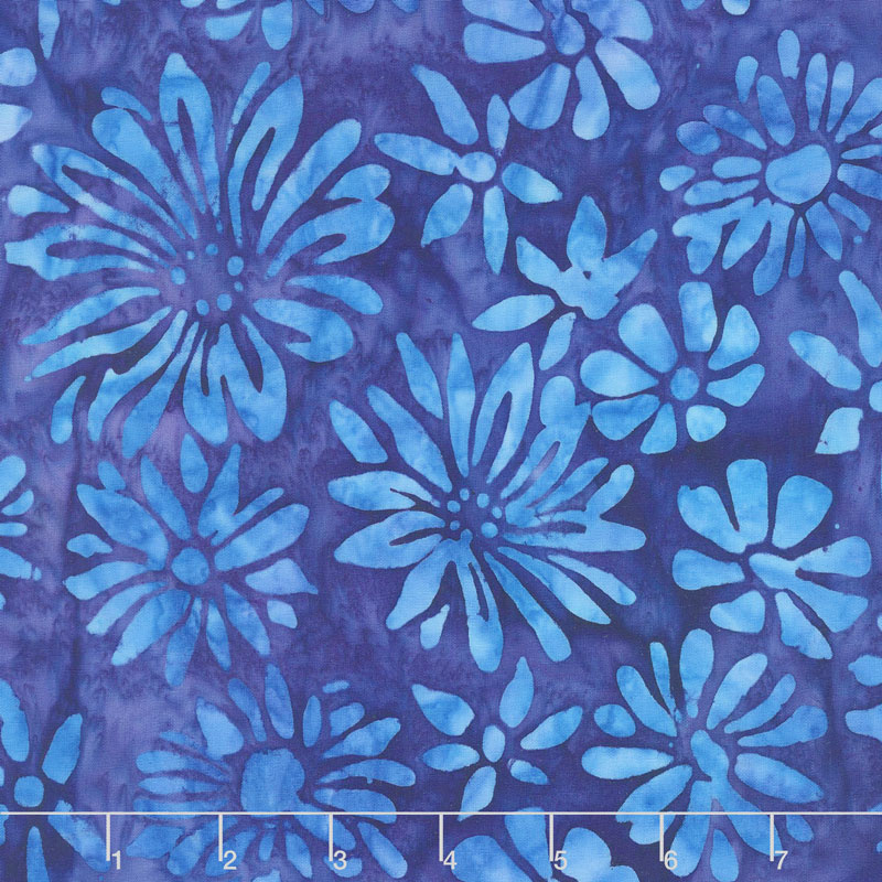 Artisan Batiks - Bright Blooms Flowers Blue Yardage