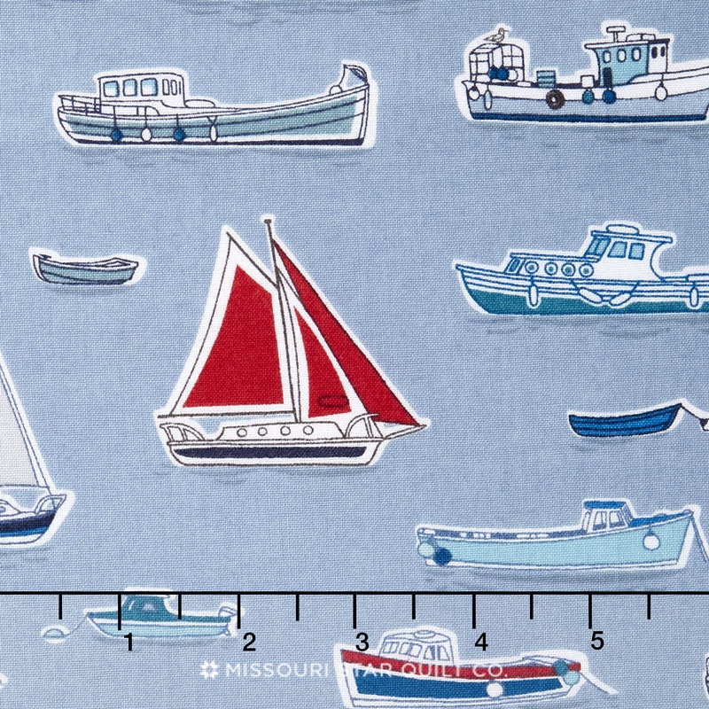 Marina - Boats Grey Yardage
